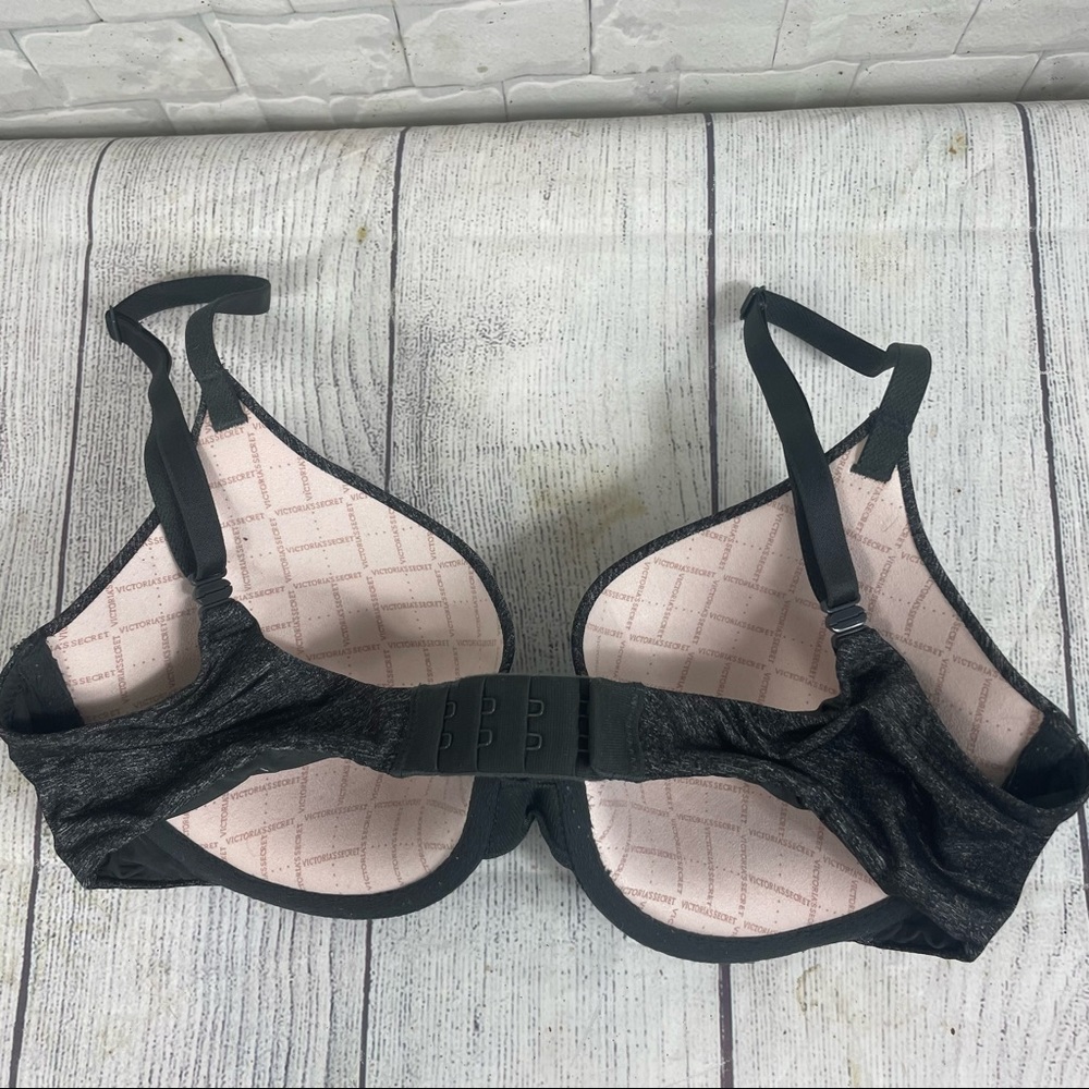 Victoria’s Secret T-Shirt Uplift Semi Demi Black Metallic Marled Push-up Bra 32D - Picture 3 of 10